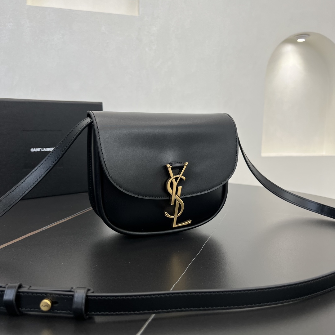 Saint Laurent Kaia Small Smooth Calfskin Shoulder Bag Handbag Black 619740 